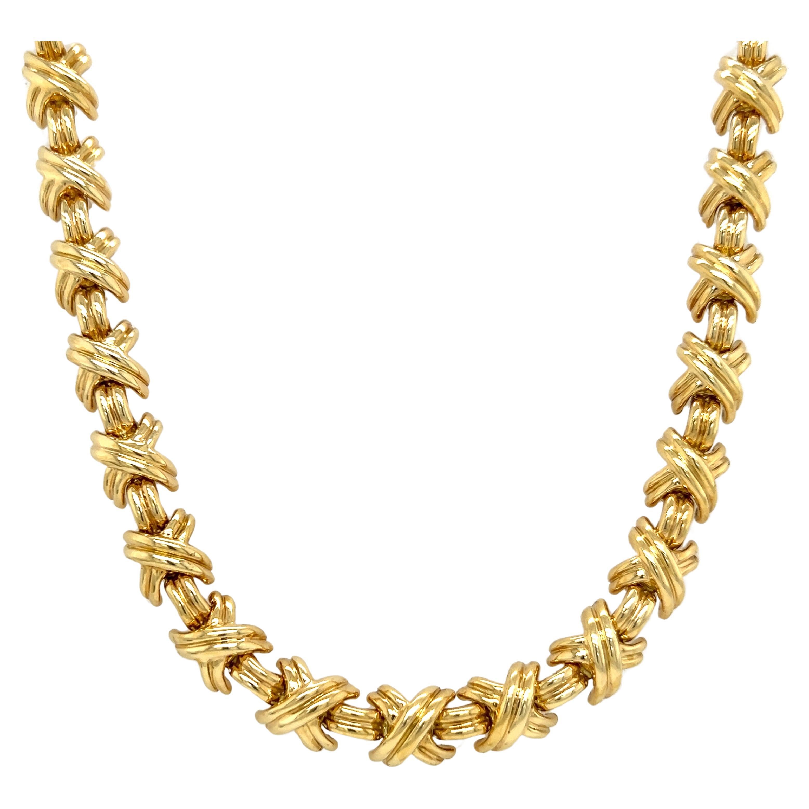 Tiffany & Co. Vintage X-Kragen-Halskette aus 18 Karat Gelbgold im Angebot