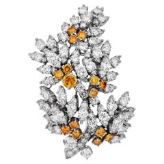 Tiffany & Co Vintage Yellow Diamond Platinum Brooch Pin