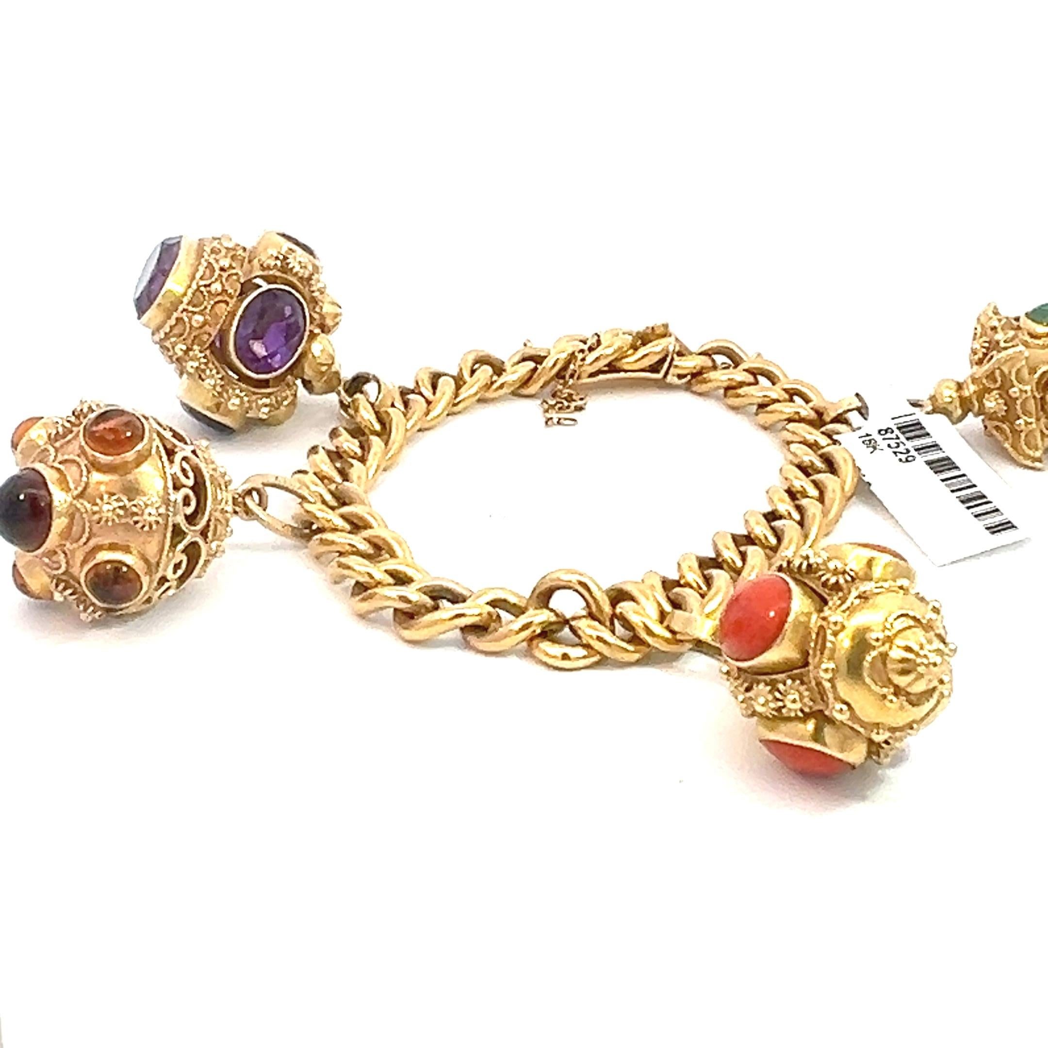 This Tiffany & Co. vintage retro 18K yellow gold charm bracelet is a timeless piece of luxury jewelry, perfect for collectors and enthusiasts alike. The 22-karat yellow gold Victorian bracelet chain showcases the craftsmanship and elegance of