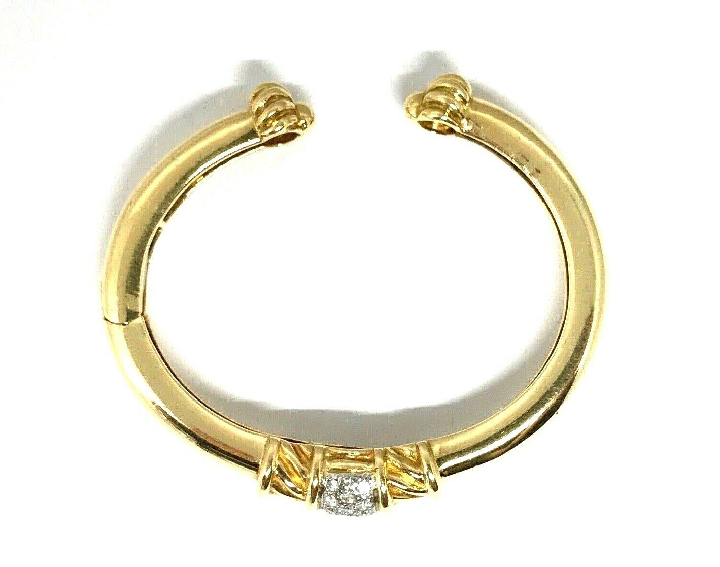 Round Cut Tiffany & Co. Vintage Yellow Gold Diamond Bangle Bracelet