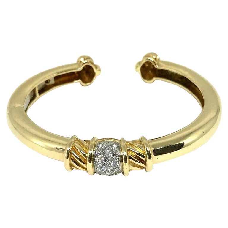 Tiffany and Co. Vintage Yellow Gold Diamond Bangle Bracelet For Sale at ...