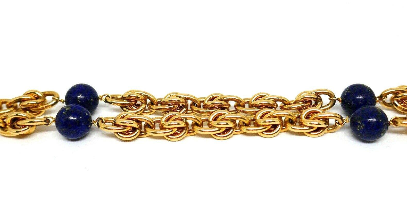 Women's or Men's Tiffany & Co. Vintage Yellow Gold Lapis Lazuli Chain Necklace