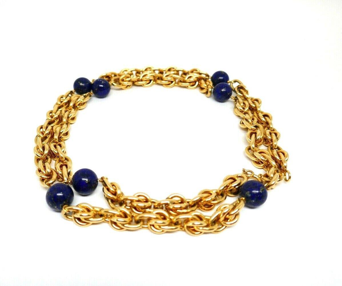 Tiffany & Co. Vintage Yellow Gold Lapis Lazuli Chain Necklace 1