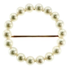 Tiffany & Co. Vintage Yellow Gold Pearl Eternity Circle Brooch