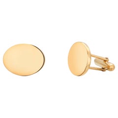 Tiffany Co Vintage Yellow Gold Plated Silver Bullet-Back Oval Shaped Cufflinks