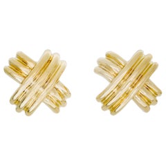 Tiffany & Co. Vintage Yellow Gold Signature “X” Cross Earrings