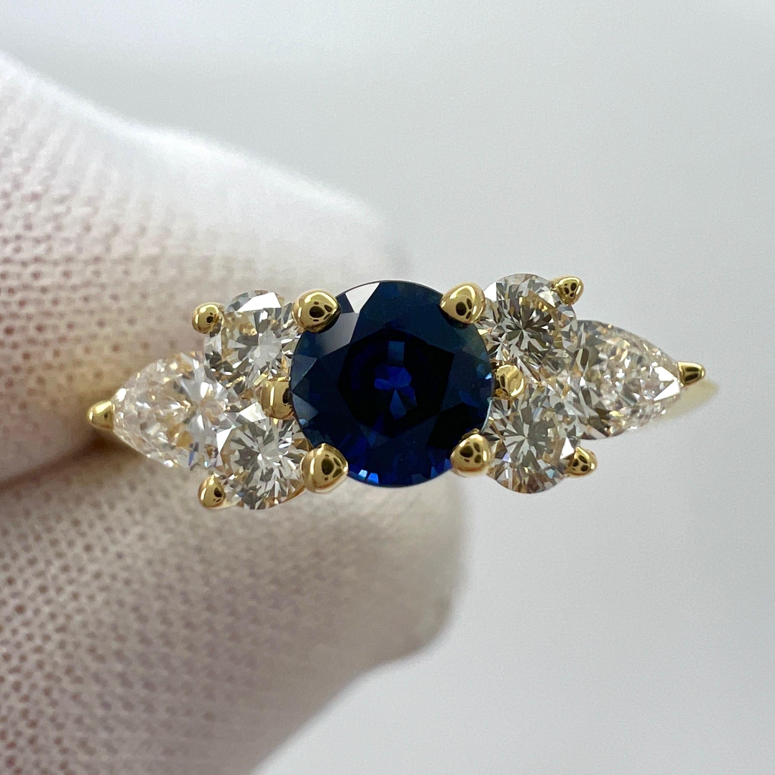 Tiffany & Co. Vivid Blue Round Sapphire And Diamond 18k Yellow Gold Cluster Ring 1