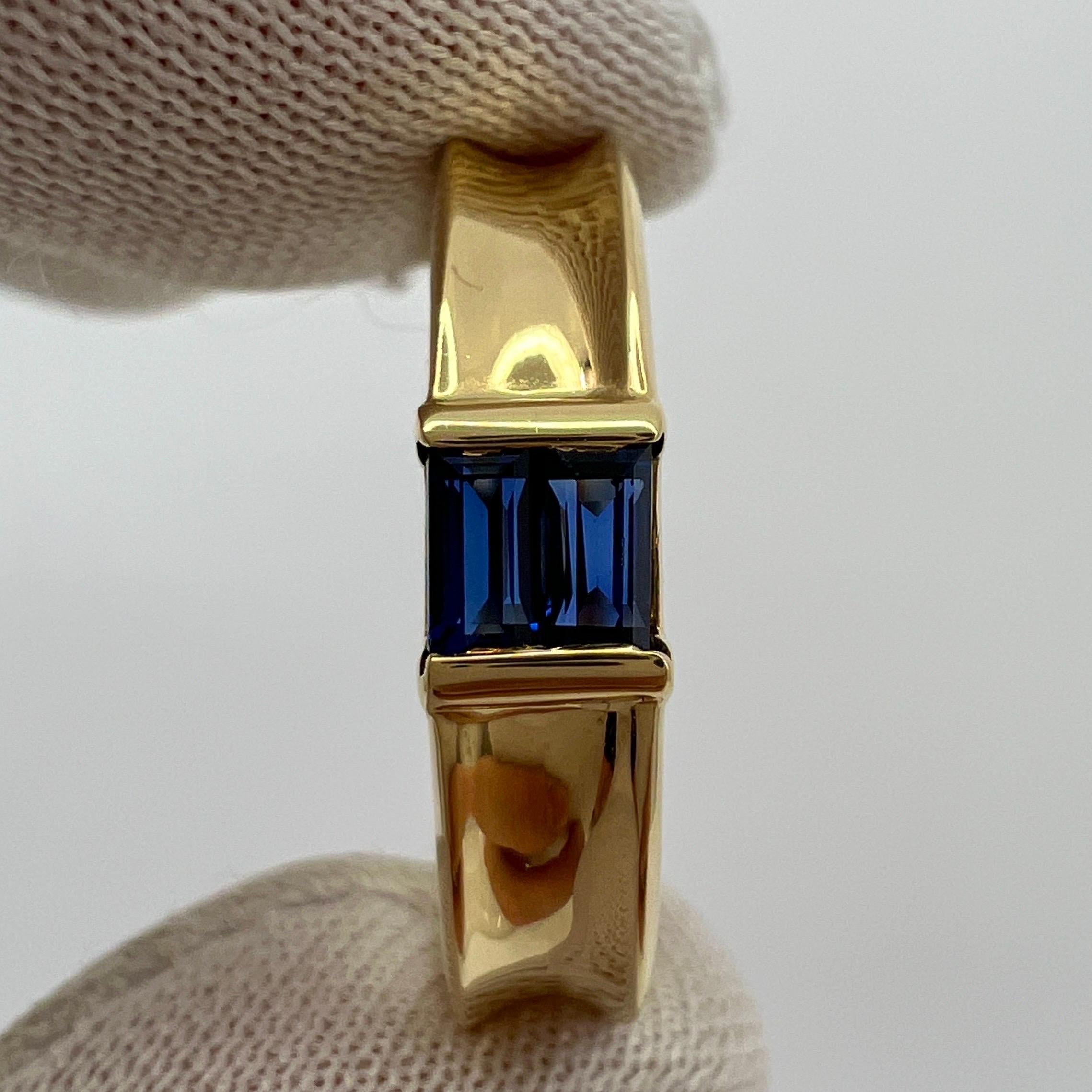 Women's Tiffany & Co. Vivid Blue Sapphire Baguette Cut 18k Yellow Gold Stacking Ring