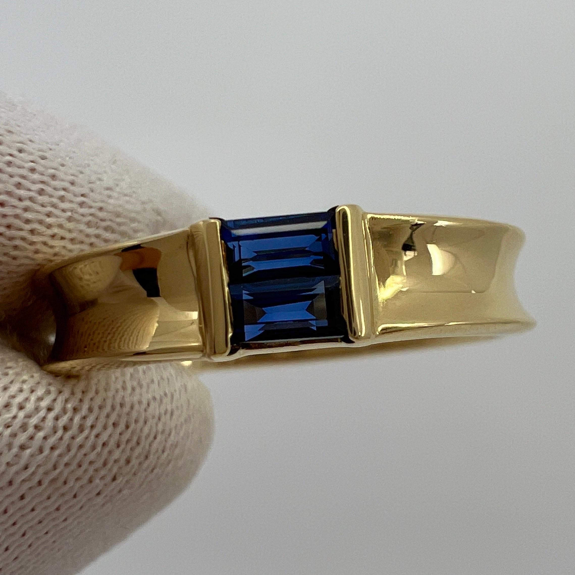 Tiffany & Co. Vivid Blue Sapphire Baguette Cut 18k Yellow Gold Stacking Ring 1