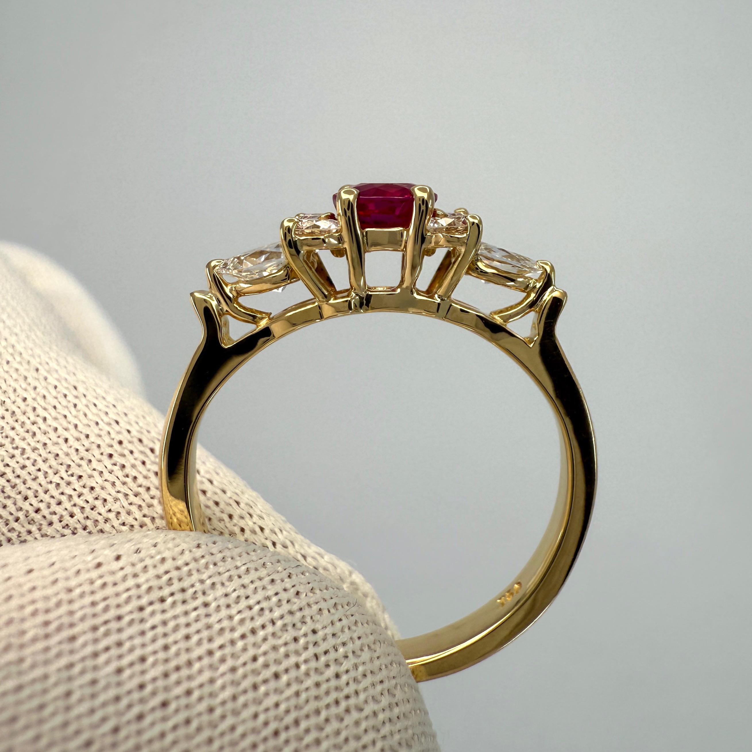 Tiffany & Co. Vivid Red Round Cut Ruby & Diamond 18k Yellow Gold Cluster Ring 1
