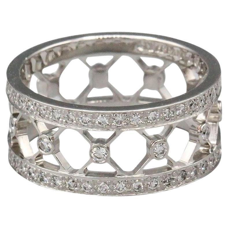 Tiffany & Co. Voile, bague à anneau en platine et diamants, taille 5,25