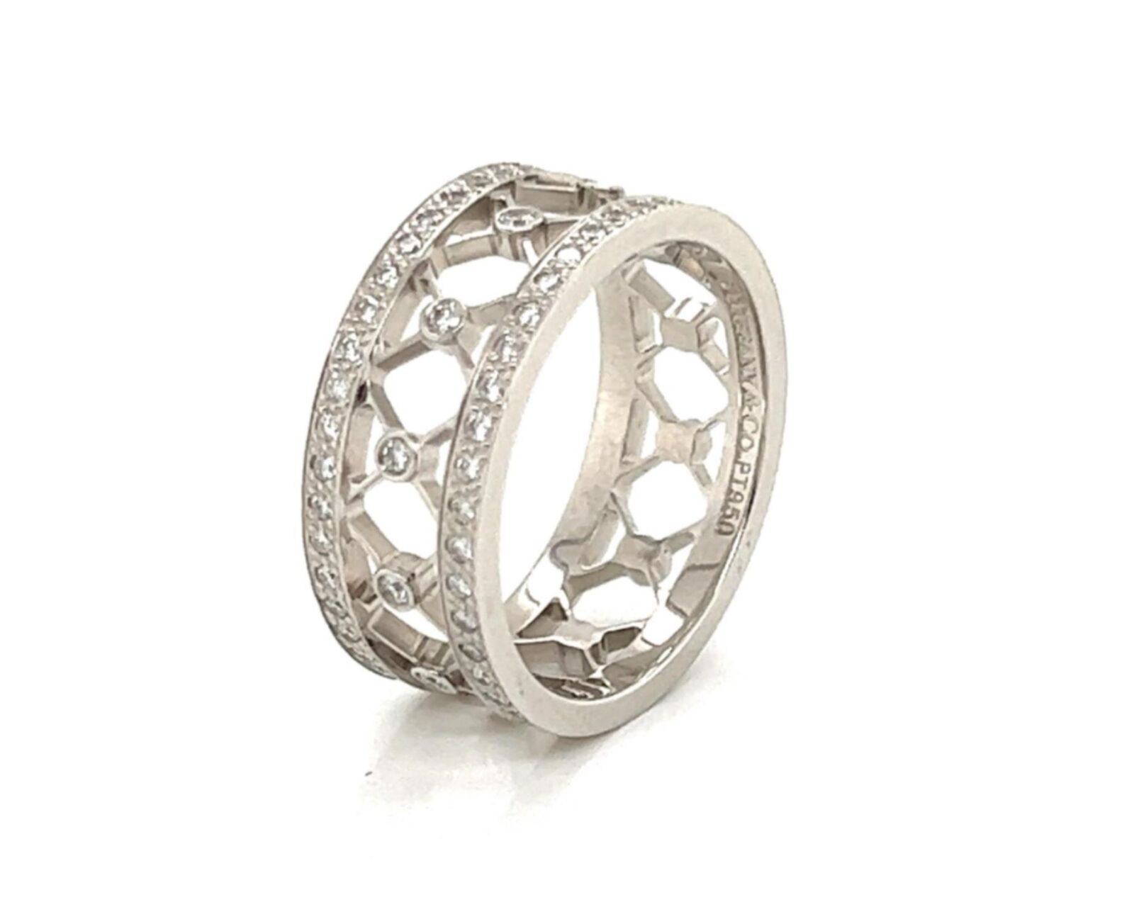 Tiffany & Co. Voile Diamant Platin Offener Ring - Größe 6