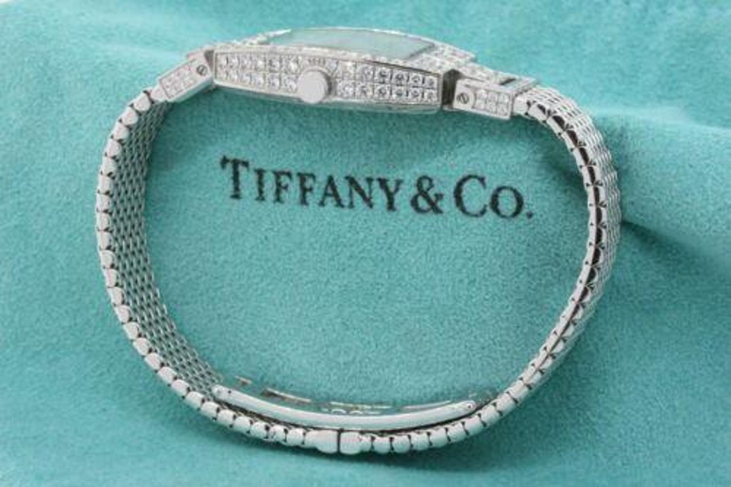 Tiffany & Co. Watch Ladies 18k White Gold Diamonds EVERYWHERE 2.50ct FG VS WOW! In Good Condition For Sale In Northbrook, IL