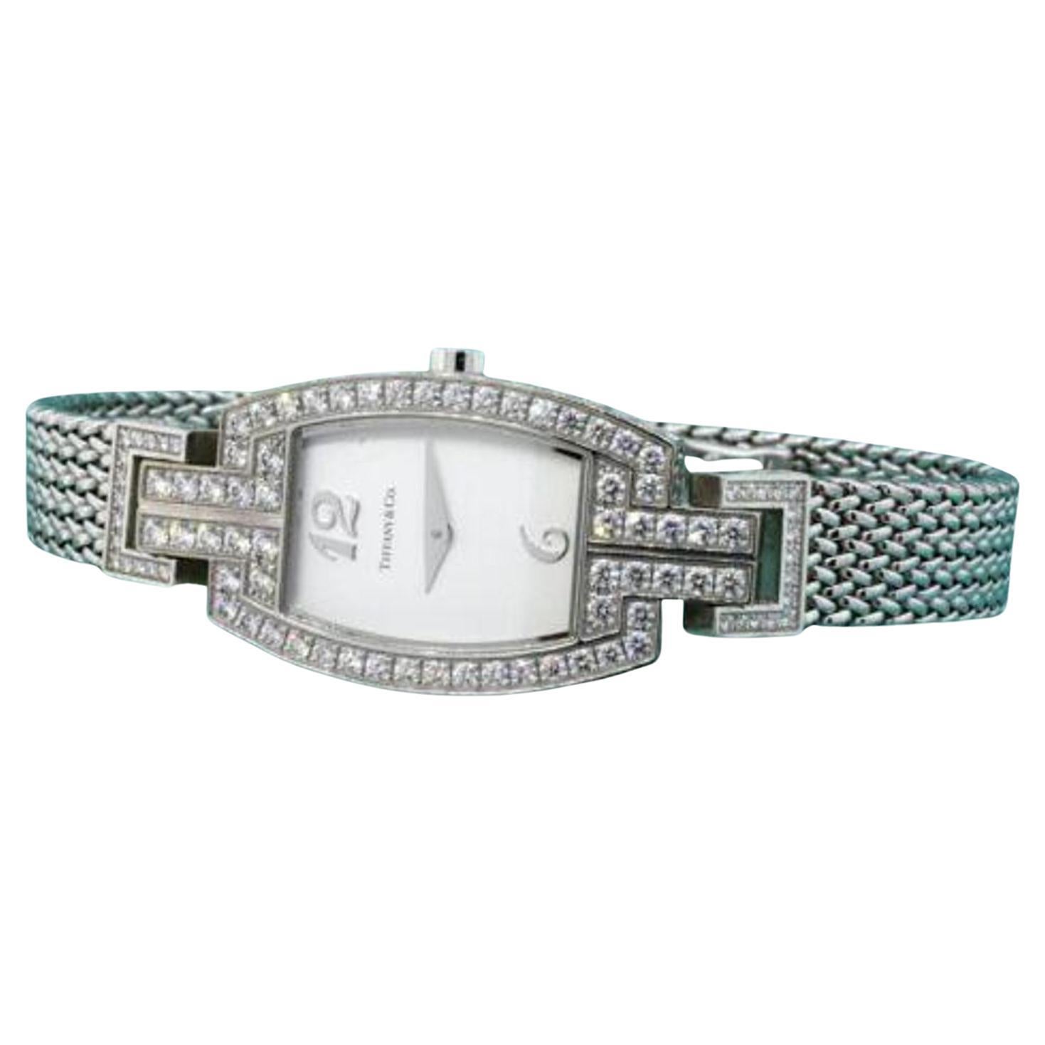 Tiffany & Co. Watch Ladies 18k White Gold Diamonds EVERYWHERE 2.50ct FG VS WOW! For Sale
