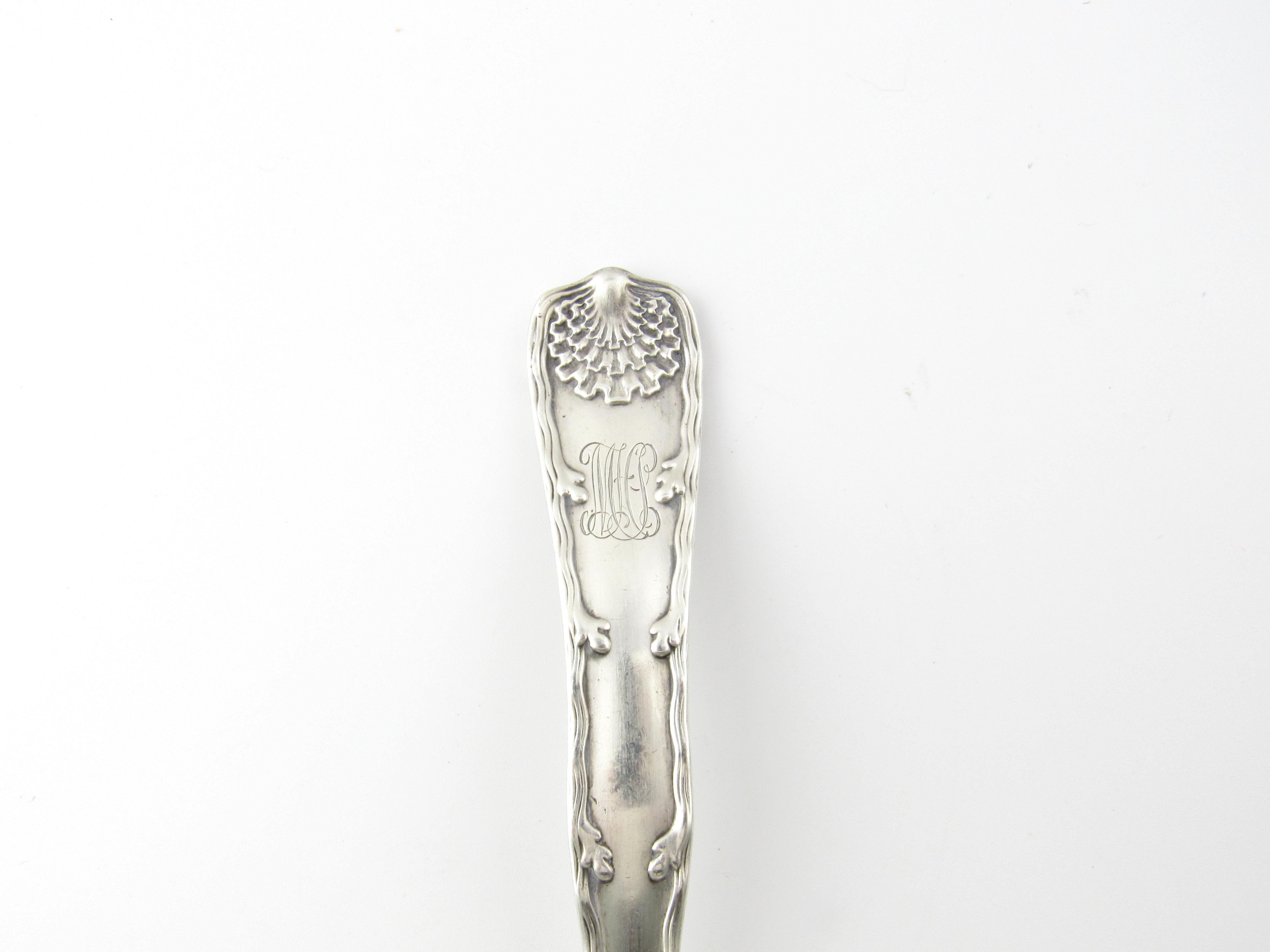 Tiffany & Co. Wave Edge Sterling Silver Ladle with Monogram In Good Condition In Washington Depot, CT