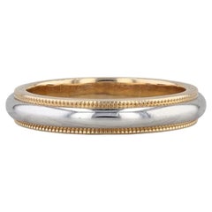 Tiffany & Co Wedding Band 18k Gold Platinum Ring 2-toned Stackable Size 5 w/ Box
