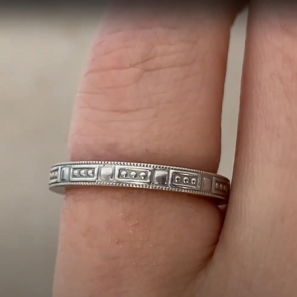 Tiffany & Co. Alianza de boda, Alianza de eternidad con grabado geométrico, Platino Art Decó en venta