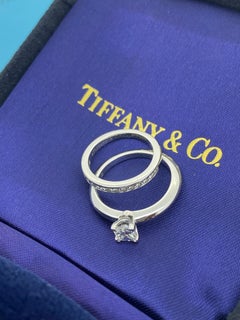 Tiffany & Co Wedding Set: Princess Cut Diamond Engagement Ring + Diamond Band