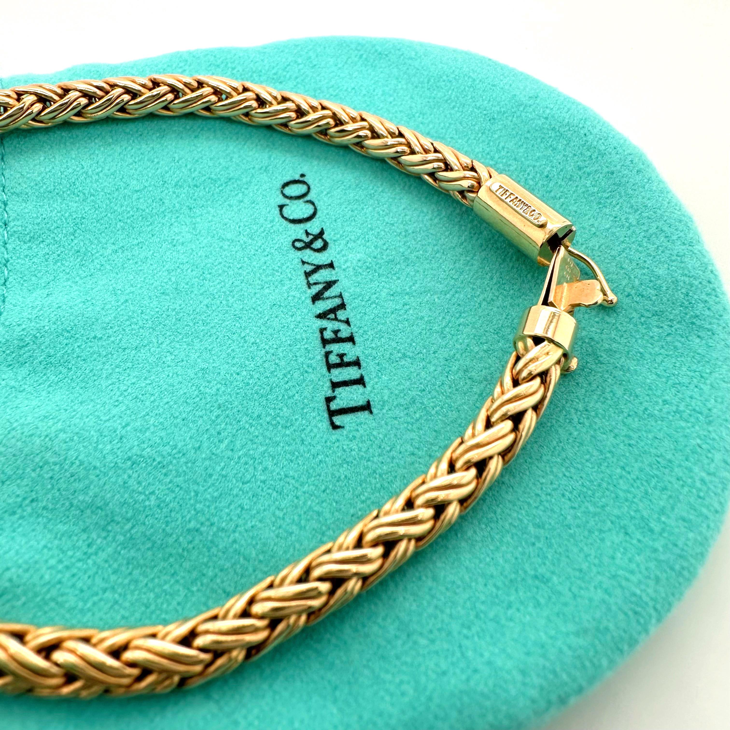 Tiffany & Co. Bracelet de corde tressée en or jaune 14k en vente 4