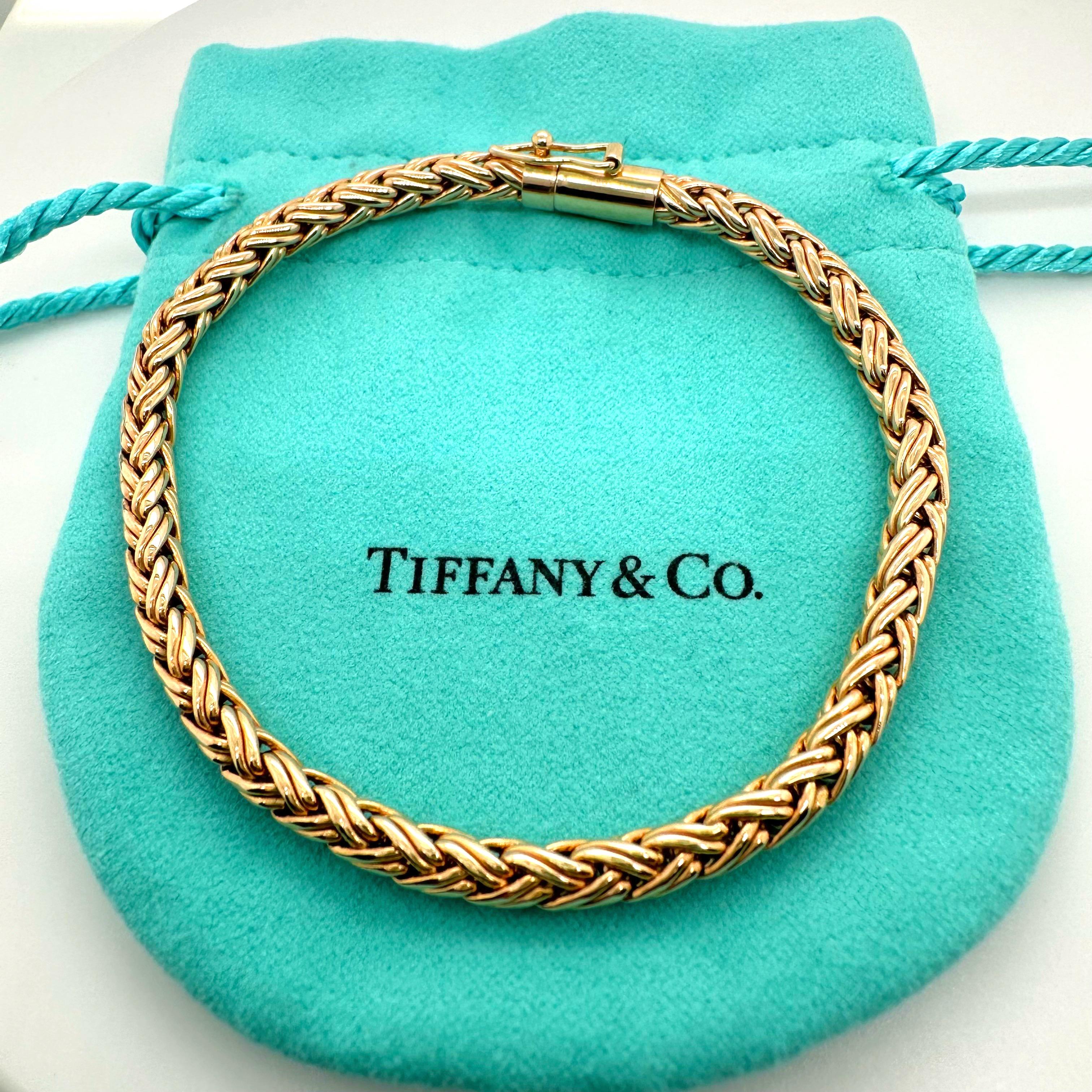 Tiffany & Co. Bracelet de corde tressée en or jaune 14k en vente 5