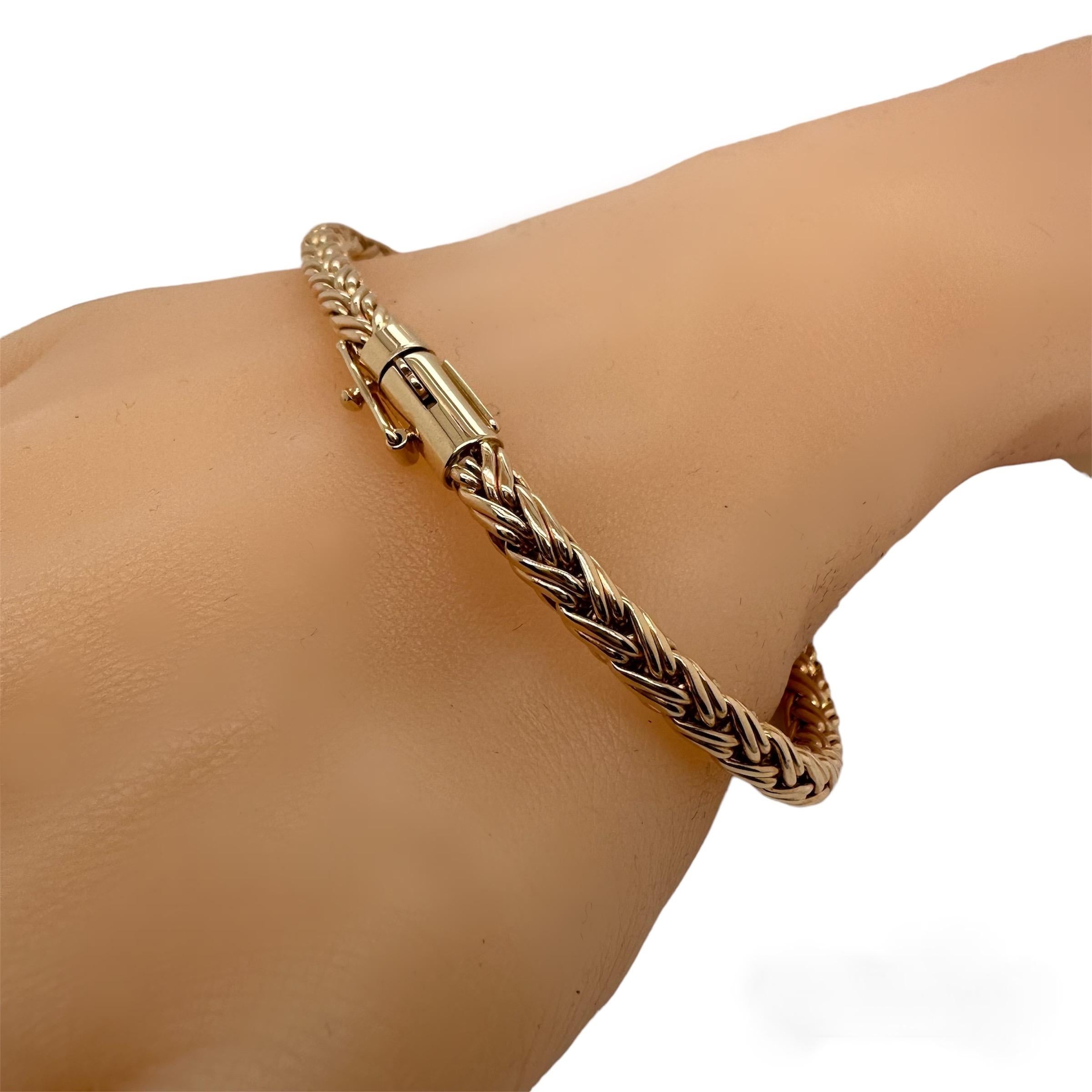 Tiffany & Co. Bracelet de corde tressée en or jaune 14k Excellent état - En vente à San Diego, CA