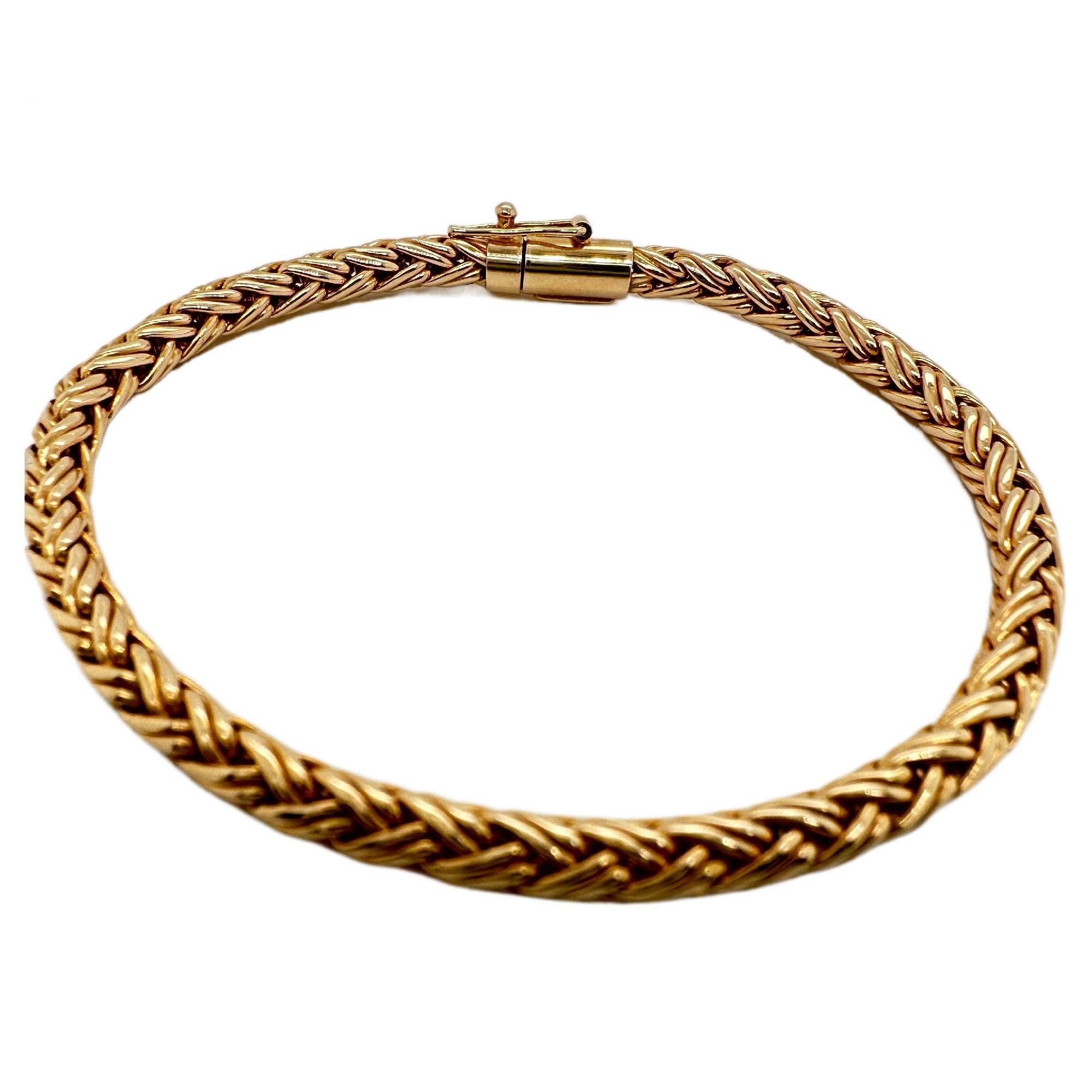 Tiffany & Co. Bracelet de corde tressée en or jaune 14k en vente 2