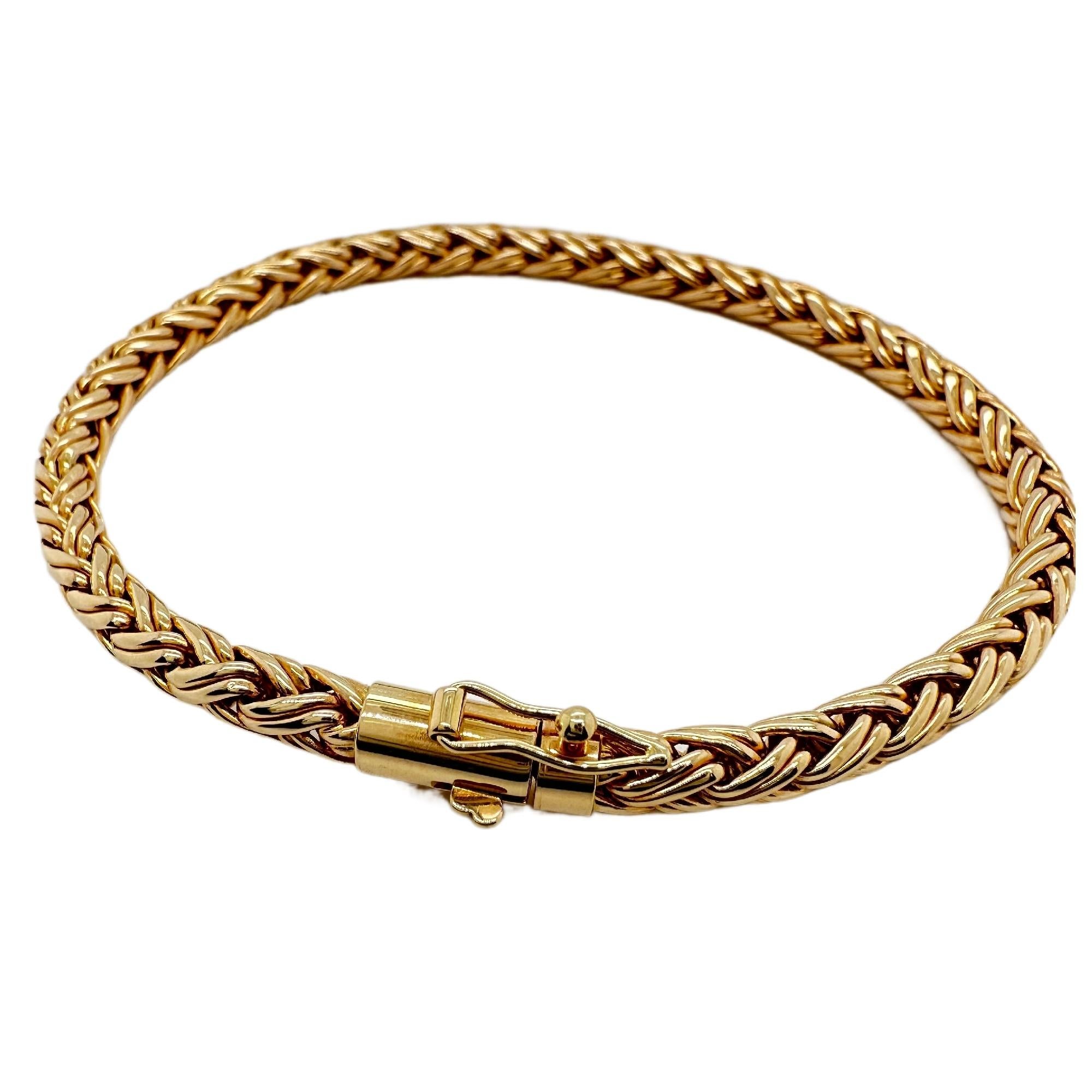 Tiffany & Co. Wheat Braided Rope Bracelet in 14k Yellow Gold For Sale 2