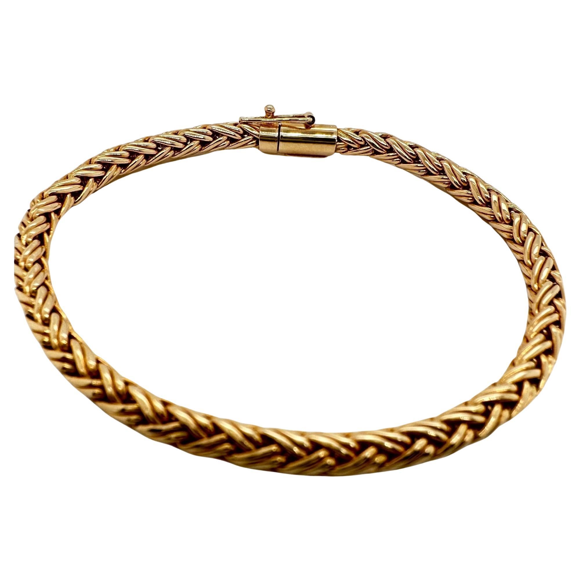 Tiffany & Co. Wheat Braided Rope Bracelet in 14k Yellow Gold For Sale