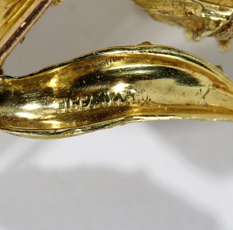 Tiffany and Co. Whimsical Gold Cat with Cat's Eye Coral and Diamond at 1stDibs