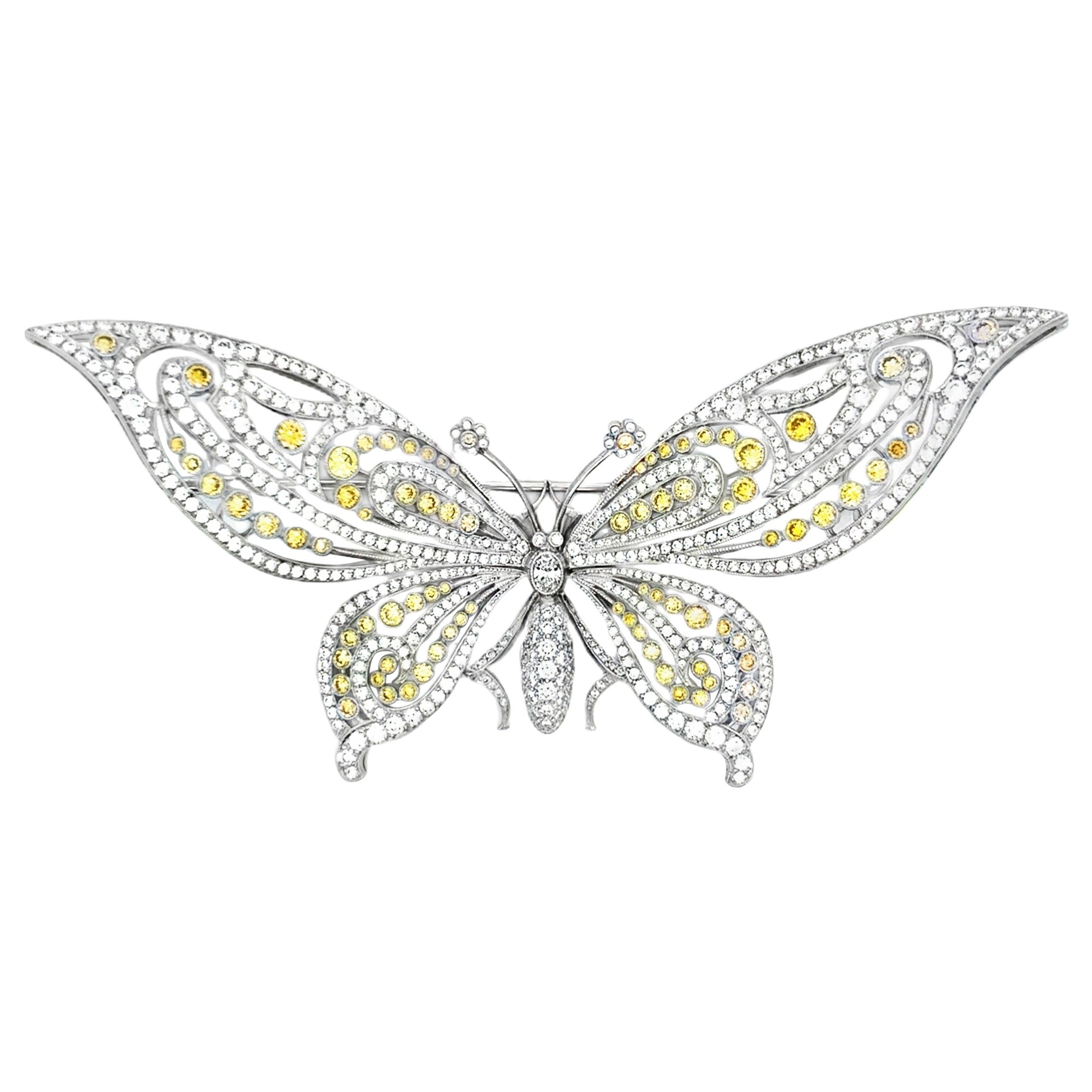Tiffany & Co. White And Yellow Diamond Butterfly Pendant Brooch