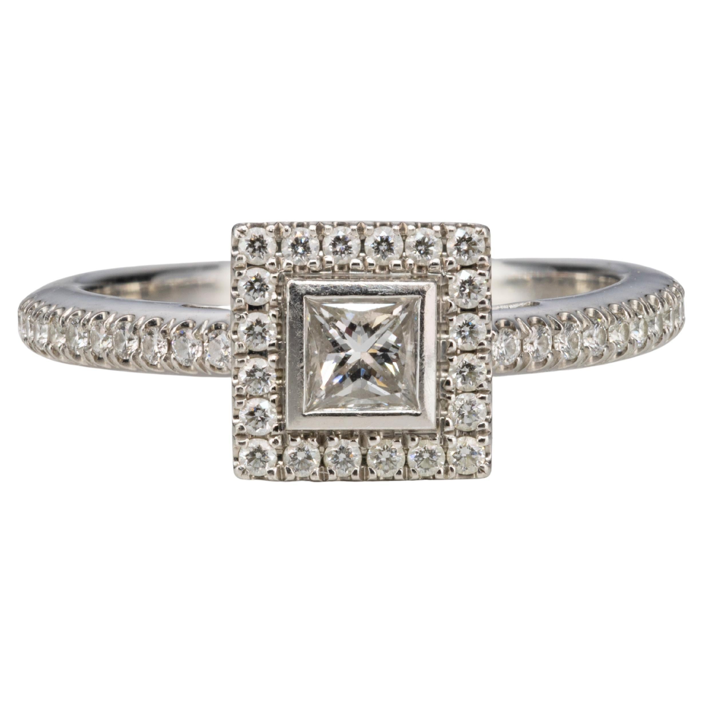 Tiffany & Co. White Diamond Princess Cut Solitaire Ring For Sale