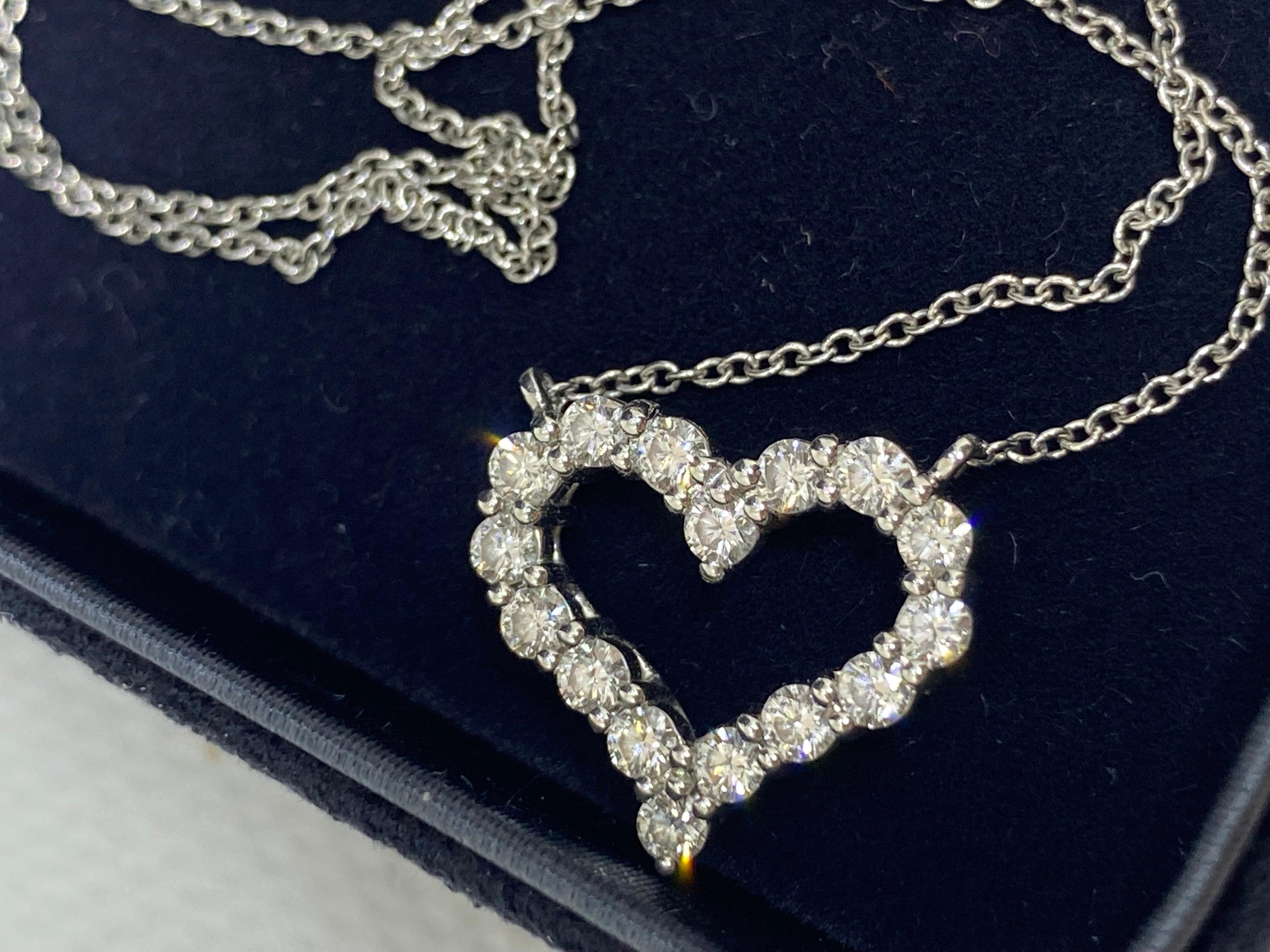 Tiffany & Co White Platinum 950 Heart Diamond Necklace  For Sale 3