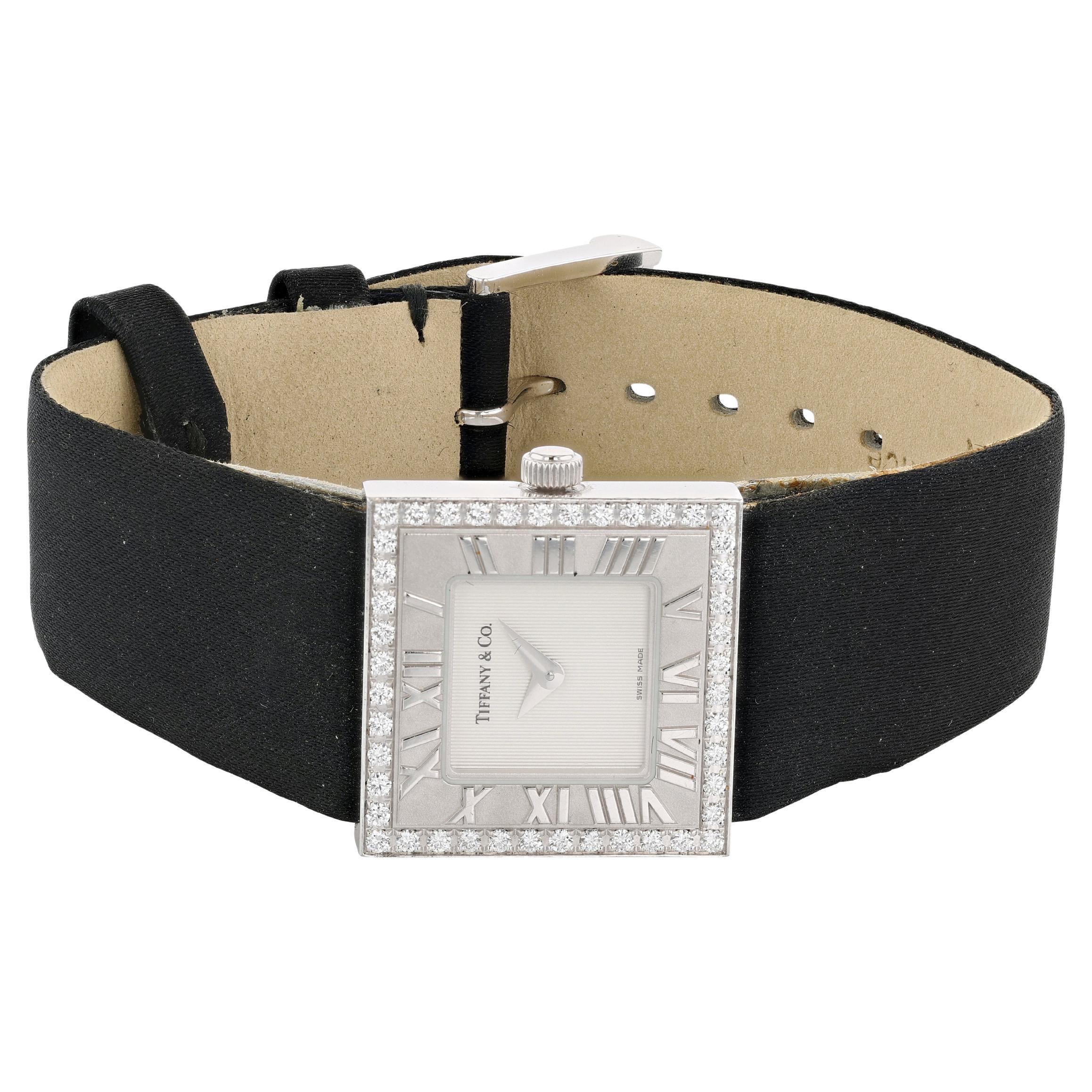 Tiffany & Co. White Gold and Diamond Atlas Square Wristwatch