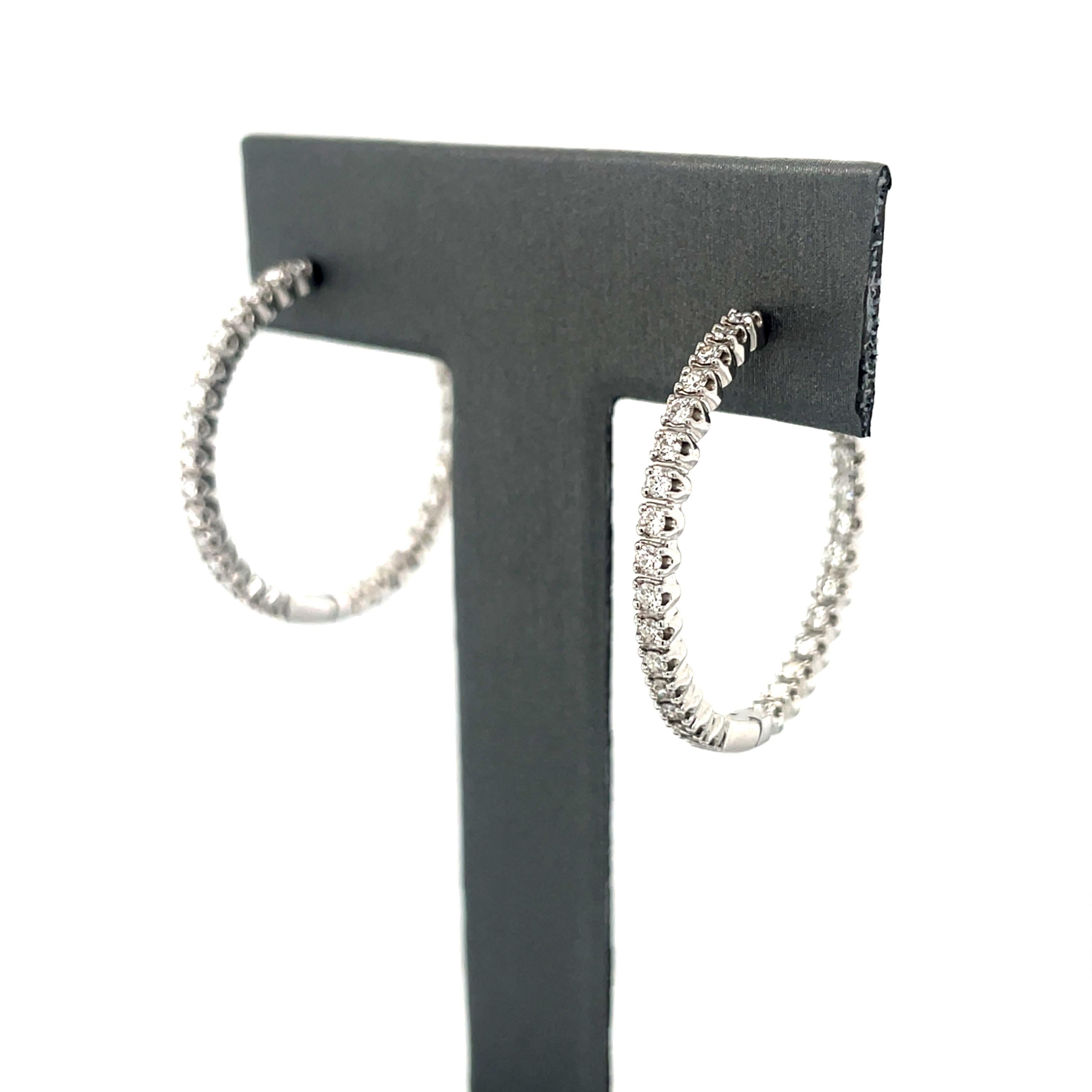 Contemporary Tiffany & Co., White Gold and Diamond Hoop Earrings For Sale