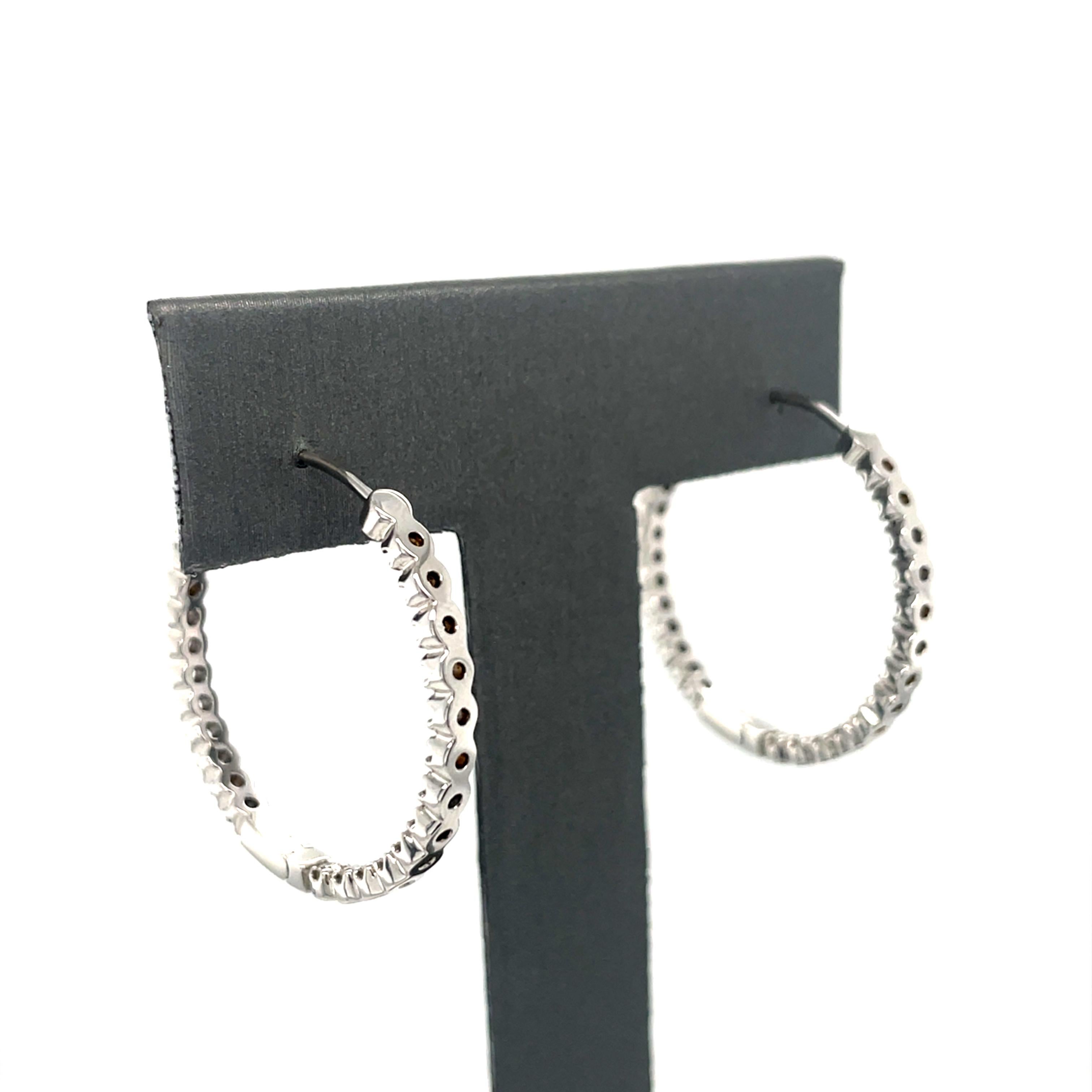 Brilliant Cut Tiffany & Co., White Gold and Diamond Hoop Earrings For Sale