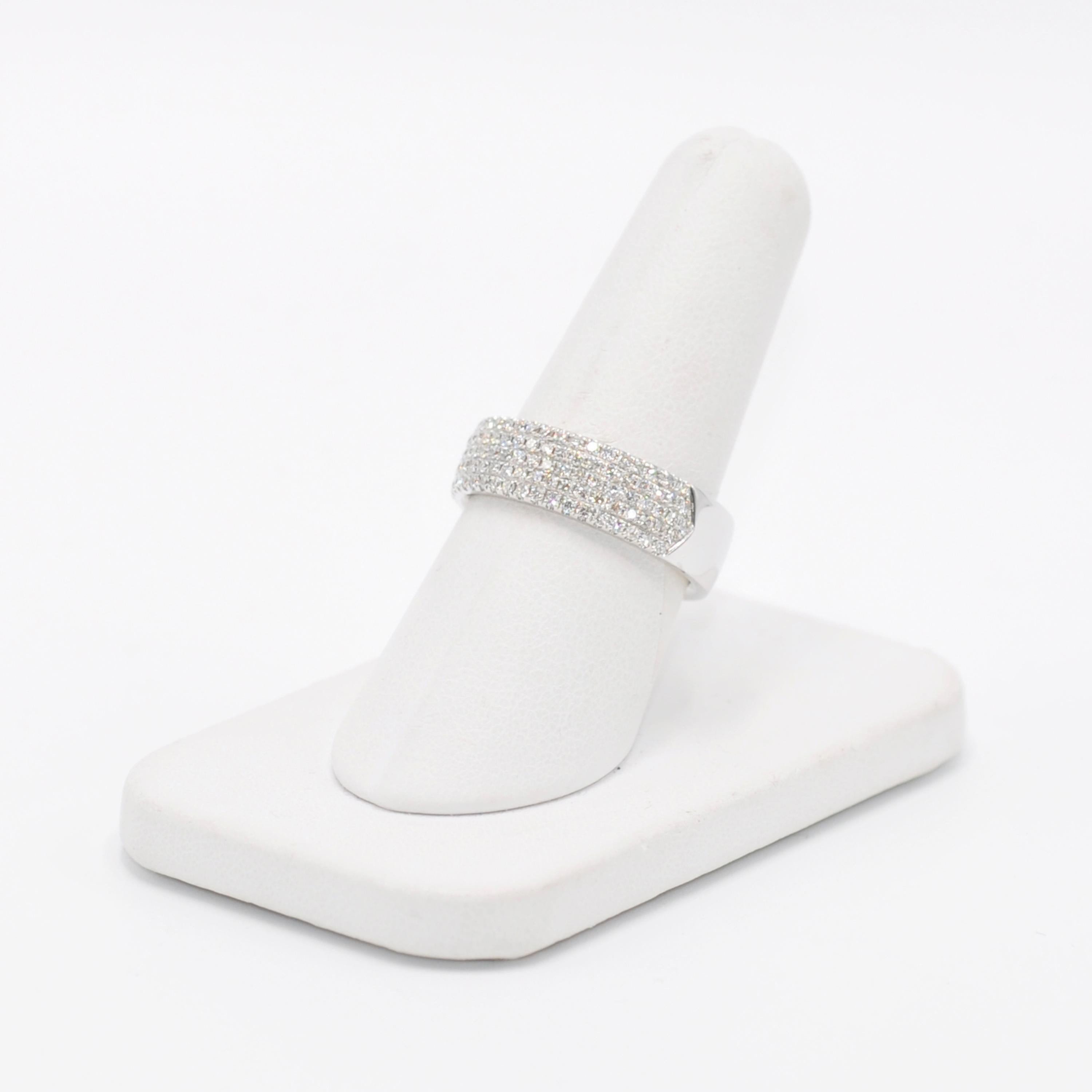 Round Cut Tiffany & Co. White Gold and Pavé Diamond Band Ring