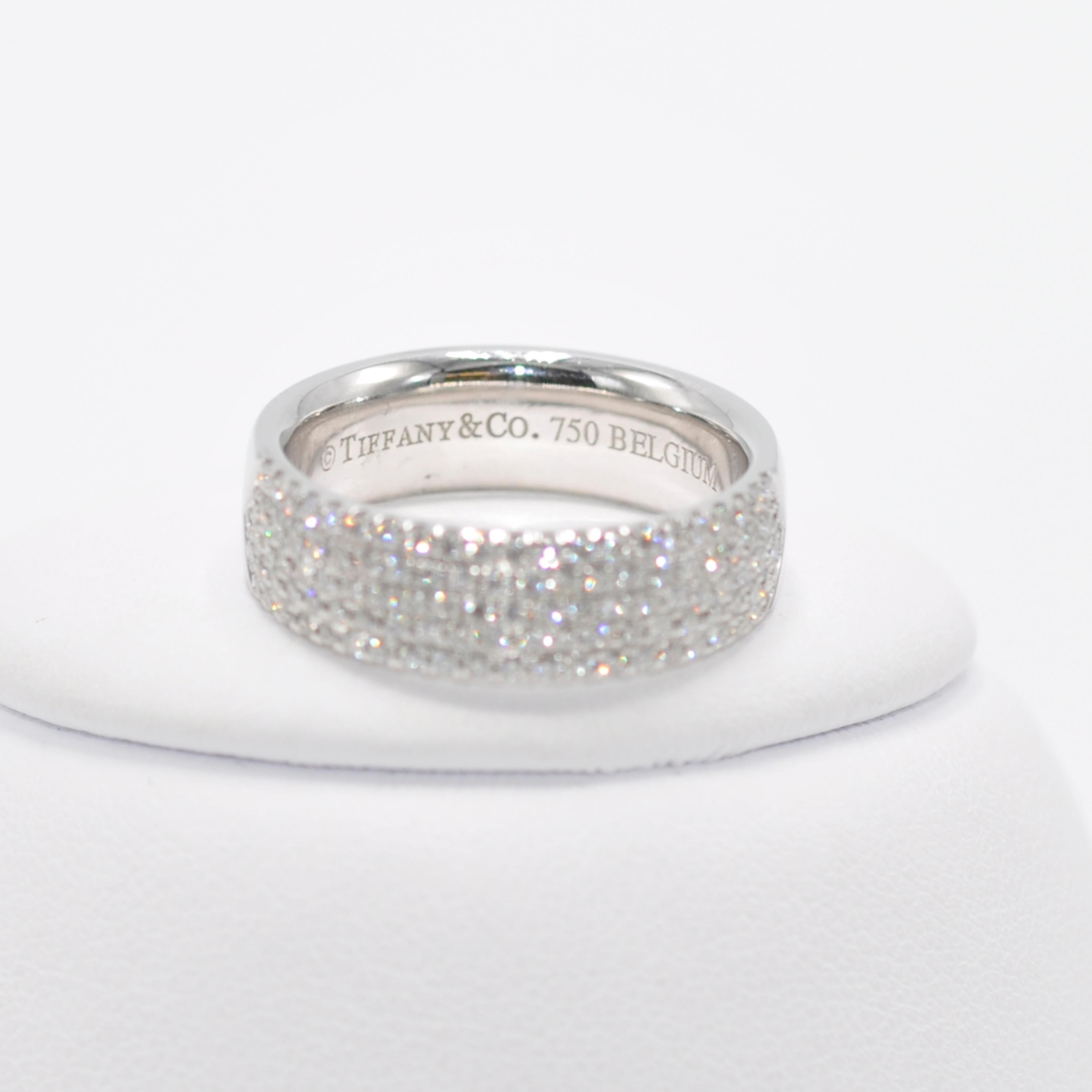 Tiffany & Co. White Gold and Pavé Diamond Band Ring In Excellent Condition In Dallas, TX