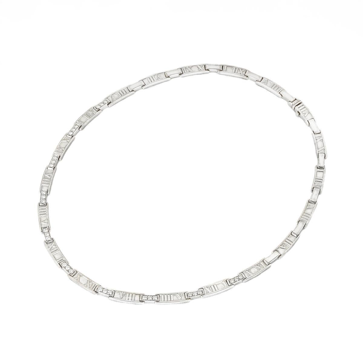 Taglio rotondo Tiffany & Co. Collana Atlas con diamante in oro bianco 1,50ct TDW in vendita