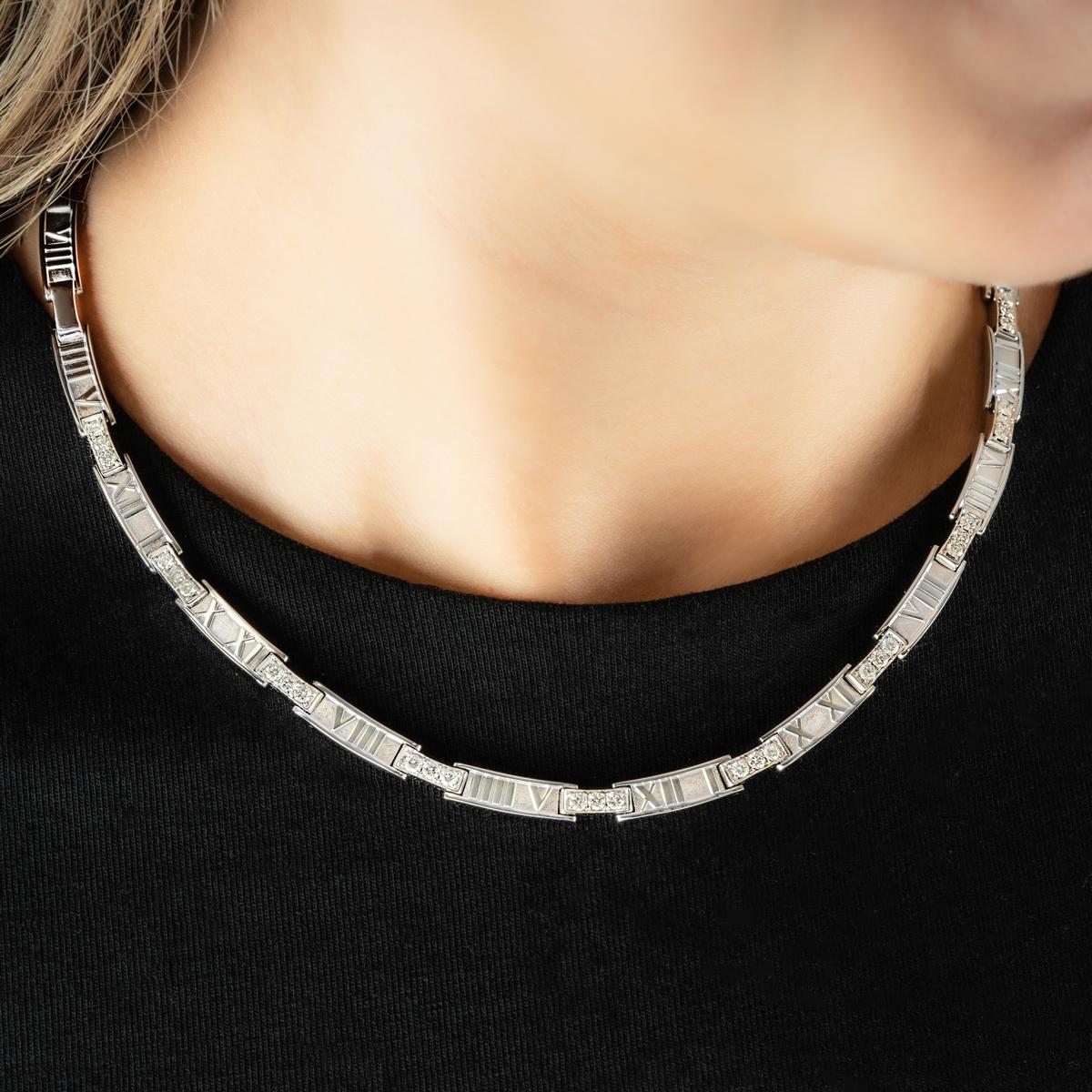 Tiffany & Co. Collana Atlas con diamante in oro bianco 1,50ct TDW in vendita 1