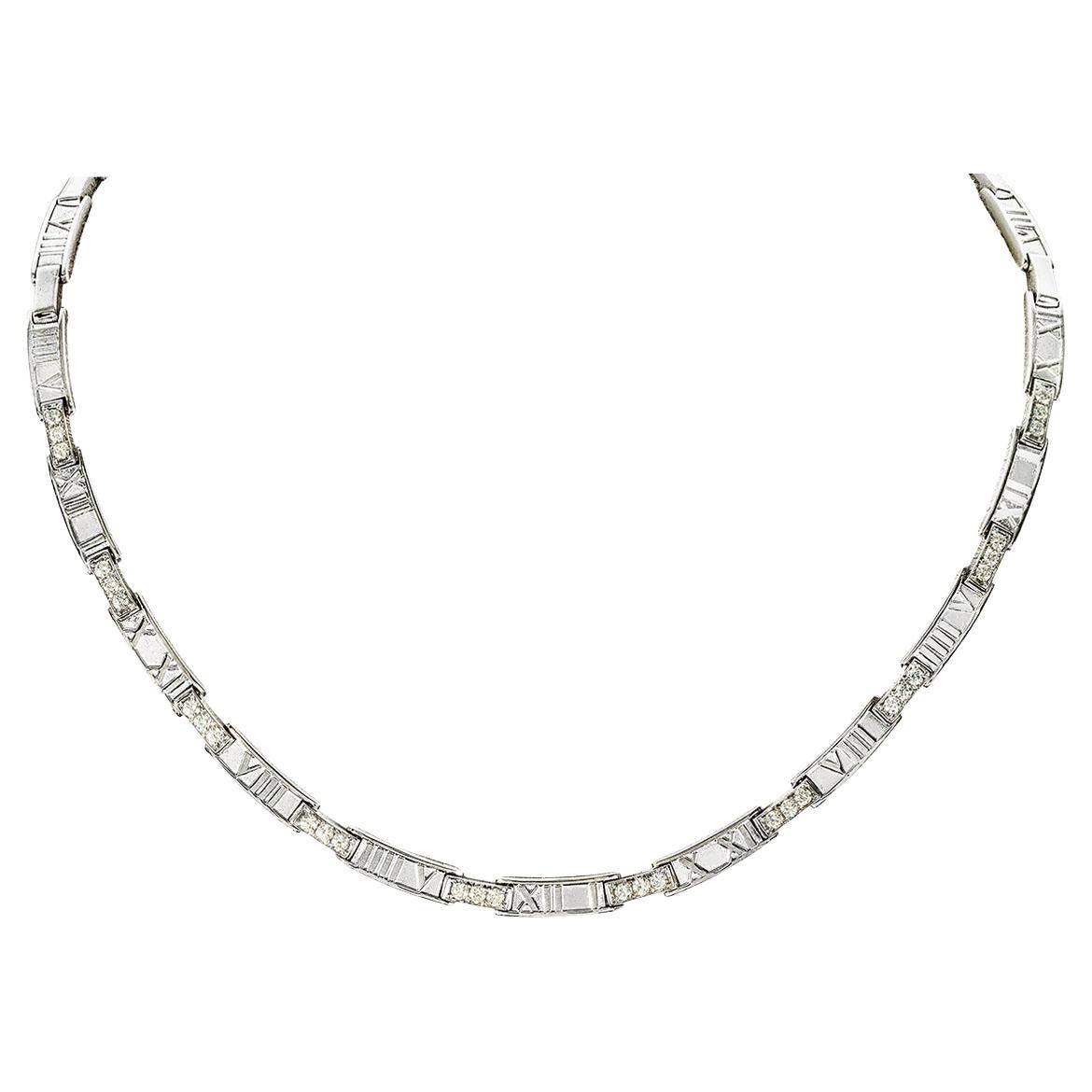 Tiffany 
Co. Collana Atlas con diamante in oro bianco 1,50ct TDW in vendita