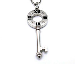 Tiffany & Co. White Gold Diamond Atlas Pierced Key Chain Necklace