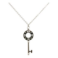 Tiffany & Co. White Gold Diamond Atlas Pierced Key Chain Necklace