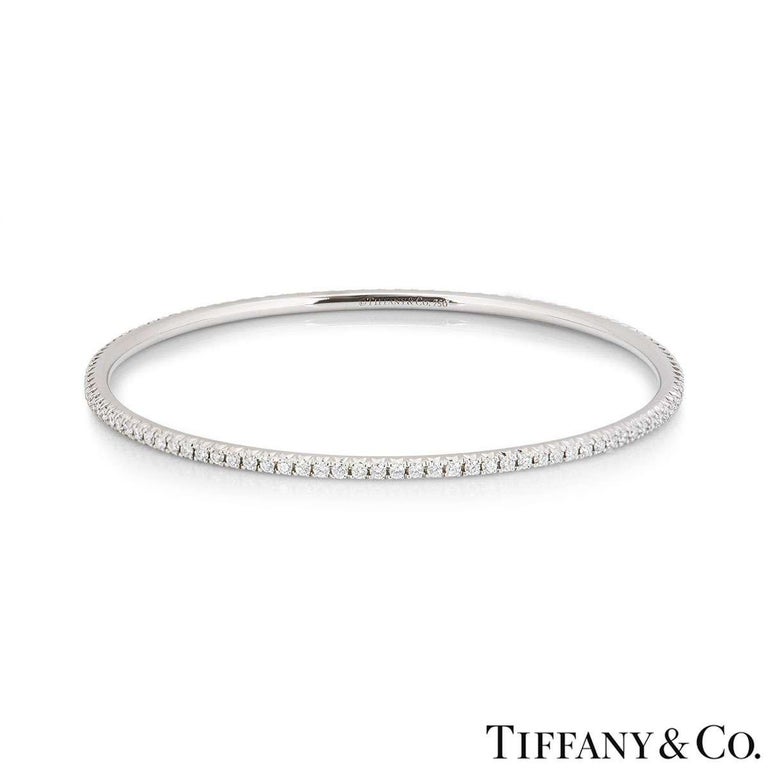 Tiffany and Co. White Gold Diamond Bangle 2.10 Carat For Sale at 1stDibs