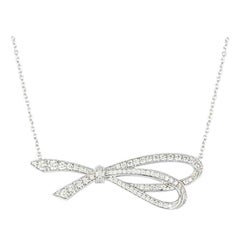Tiffany & Co. White Gold Diamond Bow Necklace
