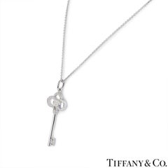 Tiffany & Co. White Gold Diamond Crown Key Pendant