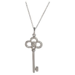 Tiffany & Co. White Gold Diamond Crown Key Pendant