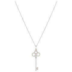 Tiffany & Co. White Gold Diamond Crown Key Pendant