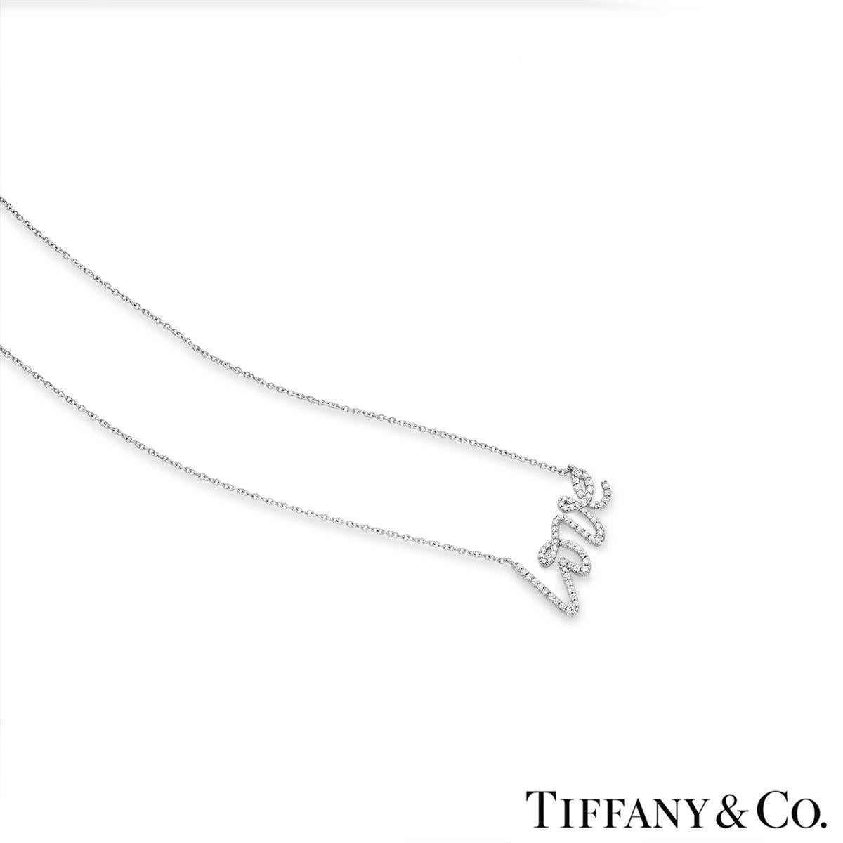 Brilliant Cut Tiffany & Co. White Gold Diamond Graffiti Love Pendant