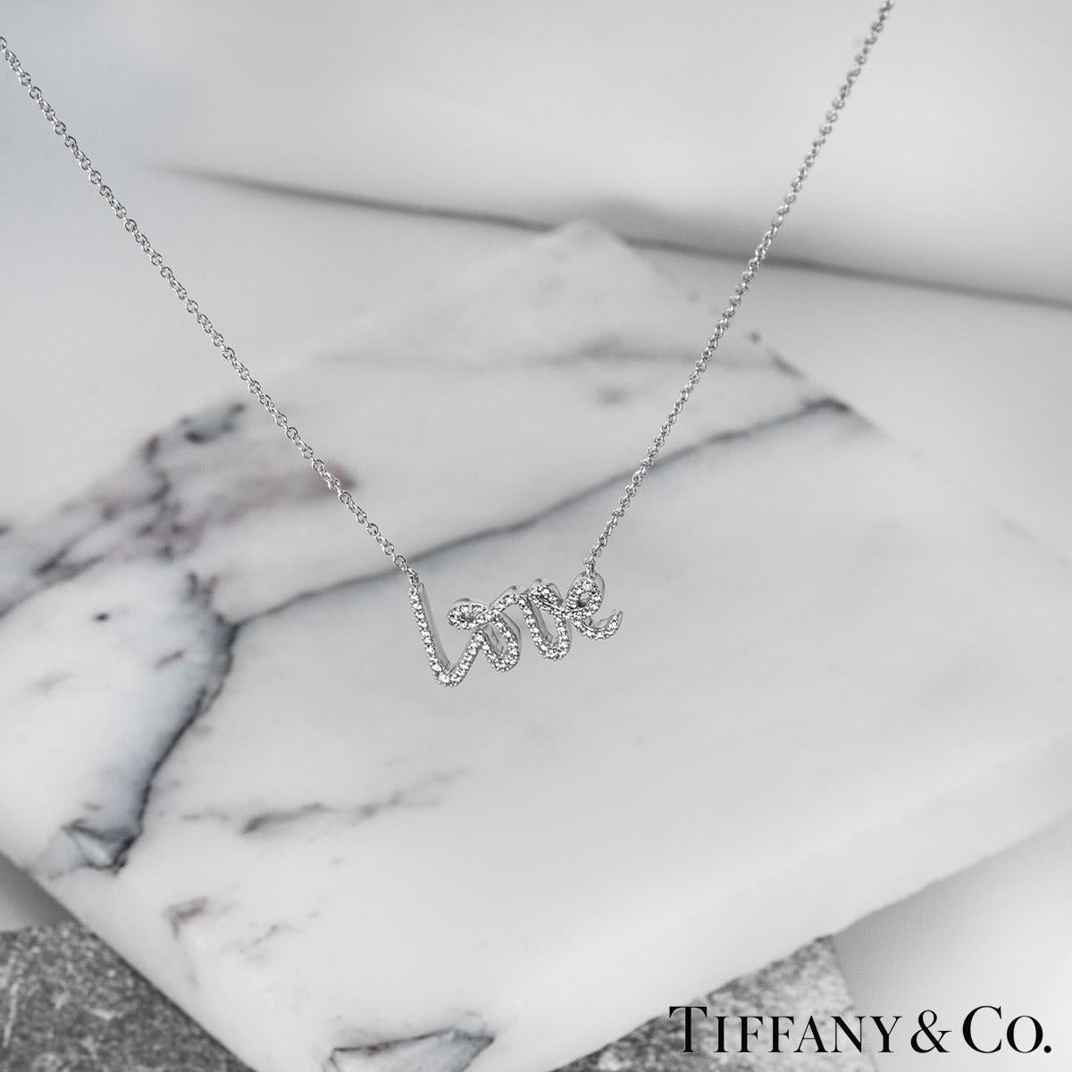Tiffany & Co. White Gold Diamond Graffiti Love Pendant 2