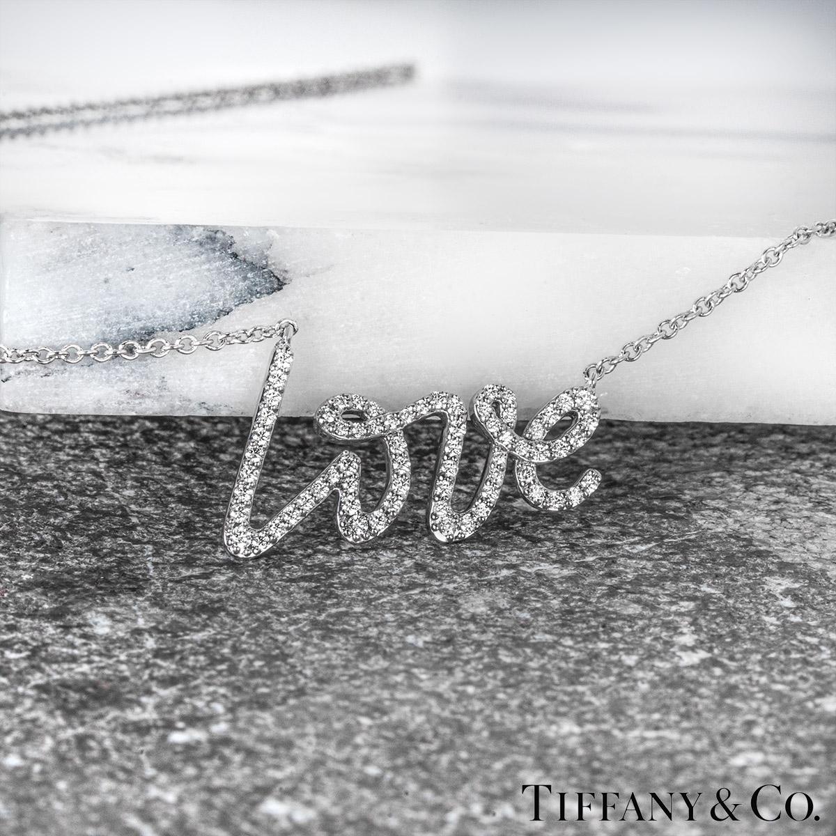 Tiffany & Co. White Gold Diamond Graffiti Love Pendant 3